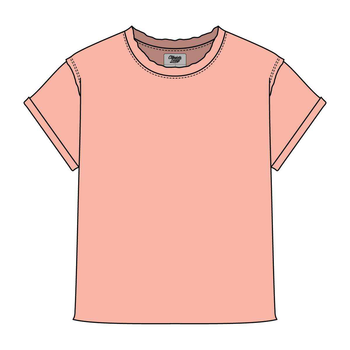 Women’s Full Length Boxy Raw Seamed T-Shirt with Cuffed Sleeves