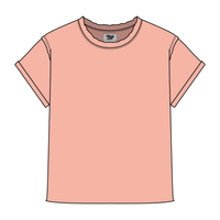 Women’s Full Length Boxy Raw Seamed T-Shirt with Cuffed Sleeves