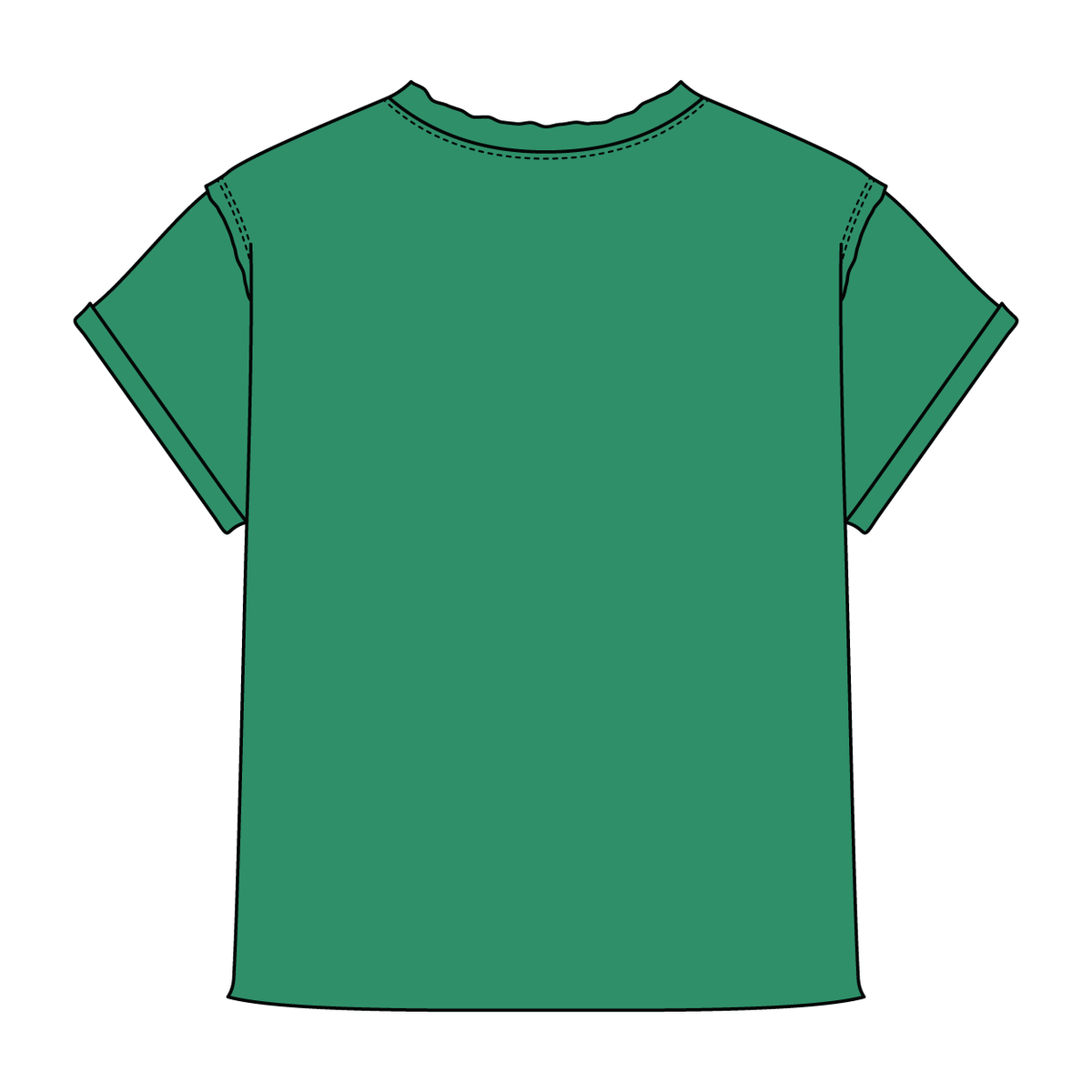 Women’s Full Length Boxy Raw Seamed T-Shirt with Cuffed Sleeves