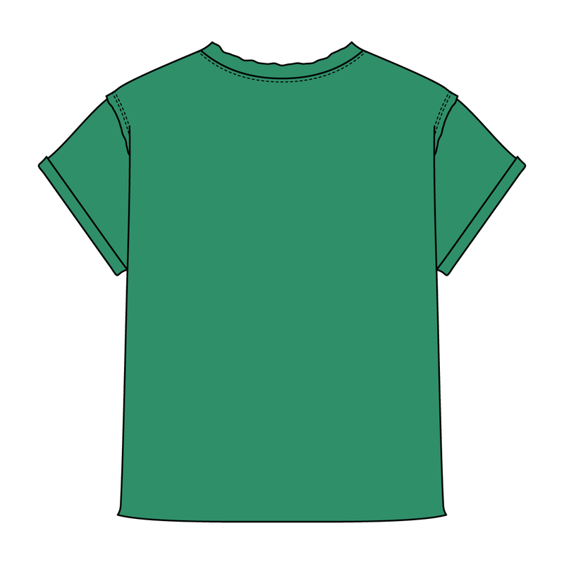 Women’s Full Length Boxy Raw Seamed T-Shirt with Cuffed Sleeves
