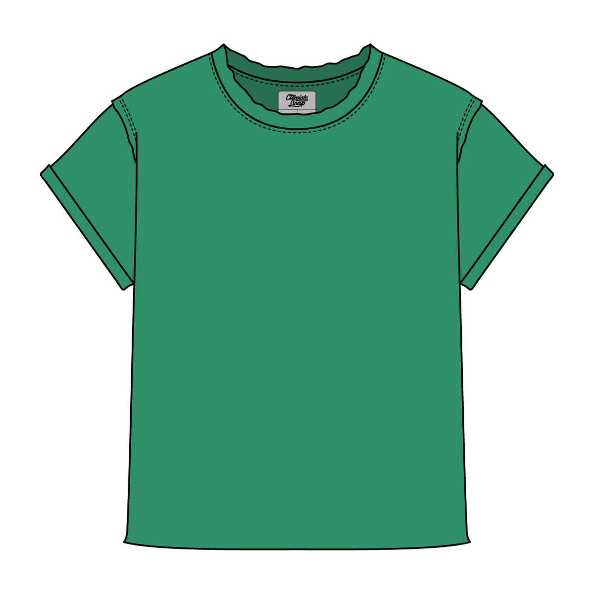 Women’s Full Length Boxy Raw Seamed T-Shirt with Cuffed Sleeves