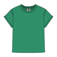 Women’s Full Length Boxy Raw Seamed T-Shirt with Cuffed Sleeves