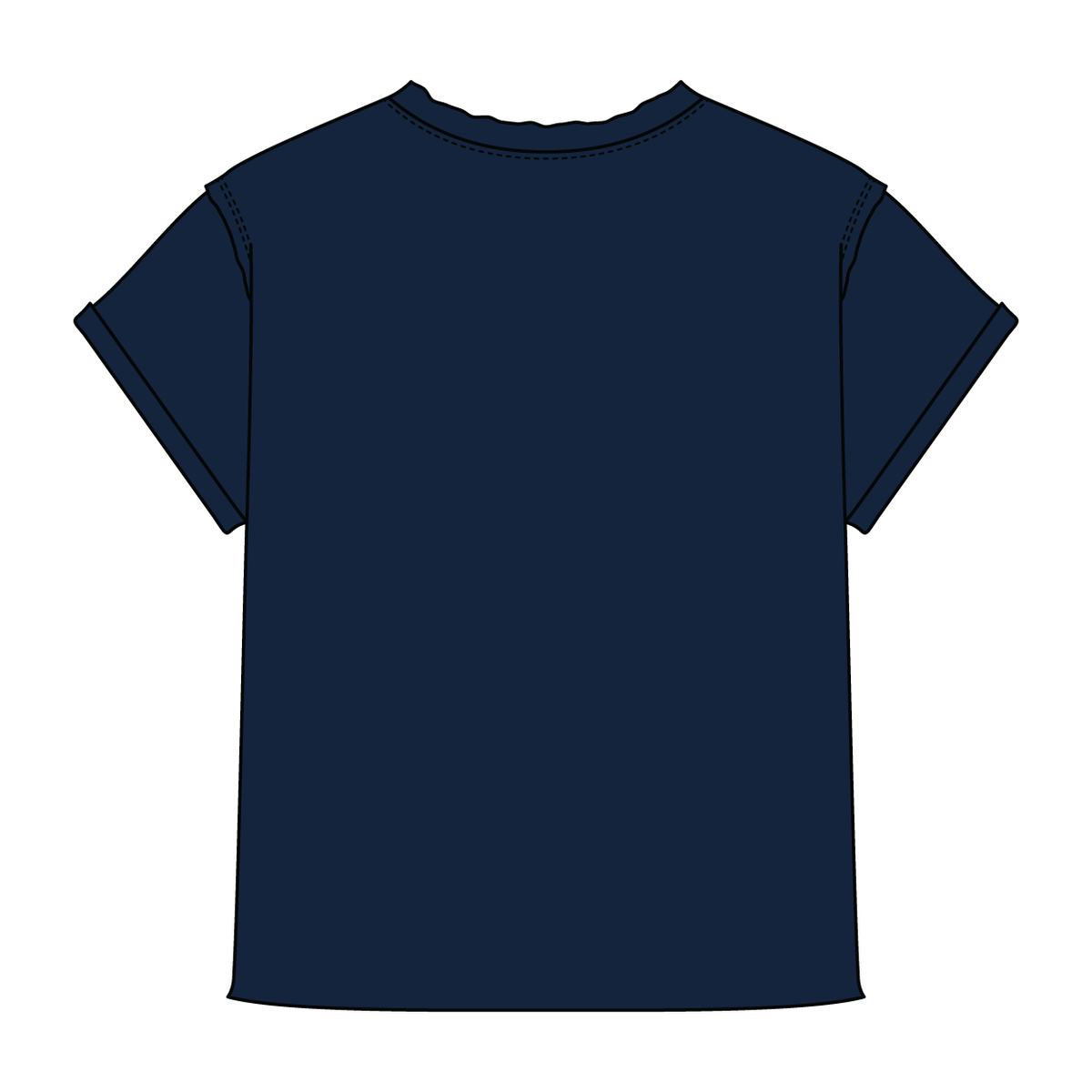 Women’s Full Length Boxy Raw Seamed T-Shirt with Cuffed Sleeves