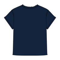 Women’s Full Length Boxy Raw Seamed T-Shirt with Cuffed Sleeves