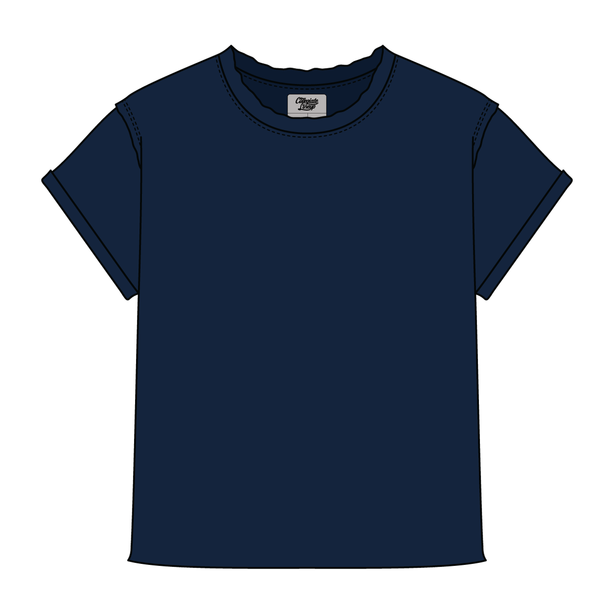 Women’s Full Length Boxy Raw Seamed T-Shirt with Cuffed Sleeves