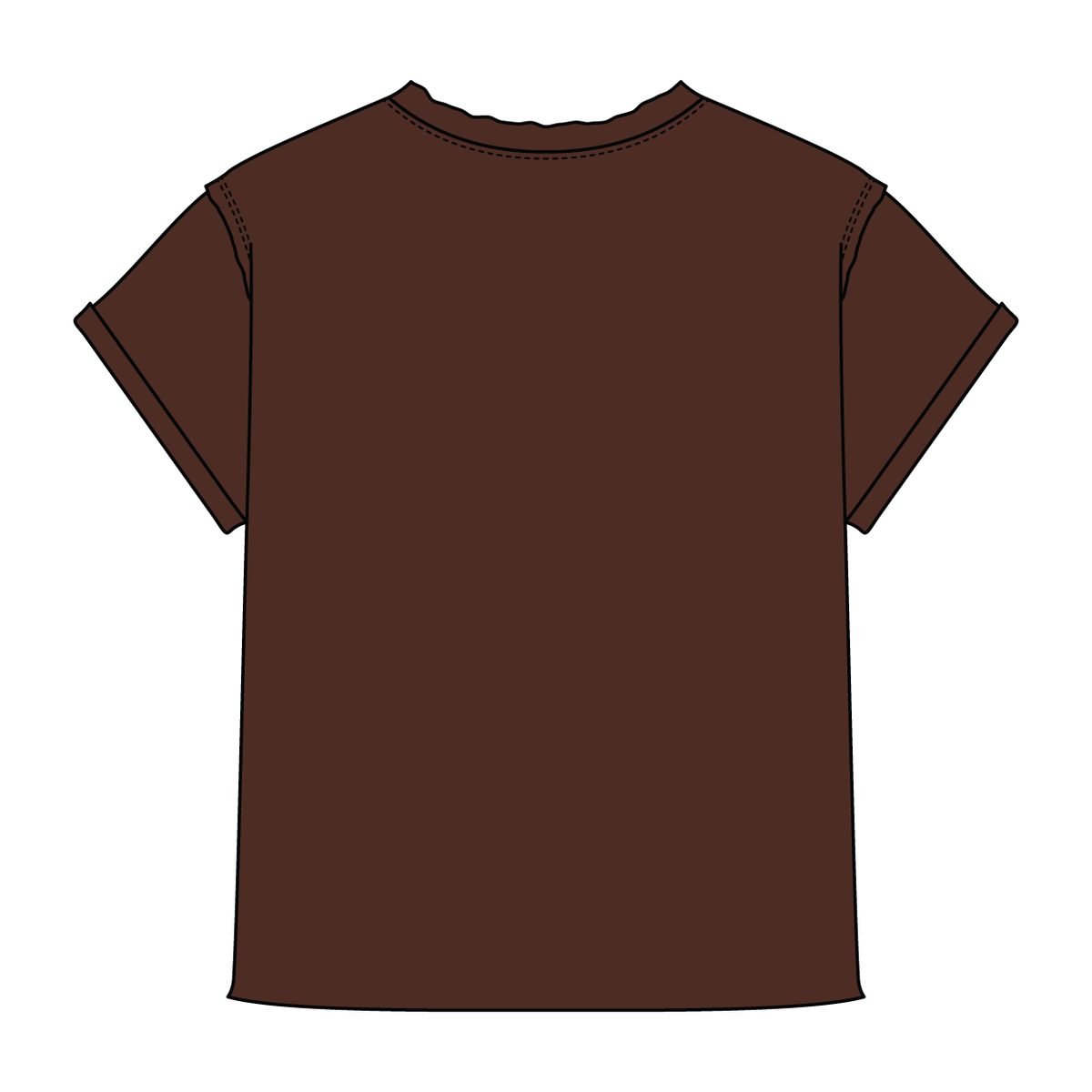Women’s Full Length Boxy Raw Seamed T-Shirt with Cuffed Sleeves