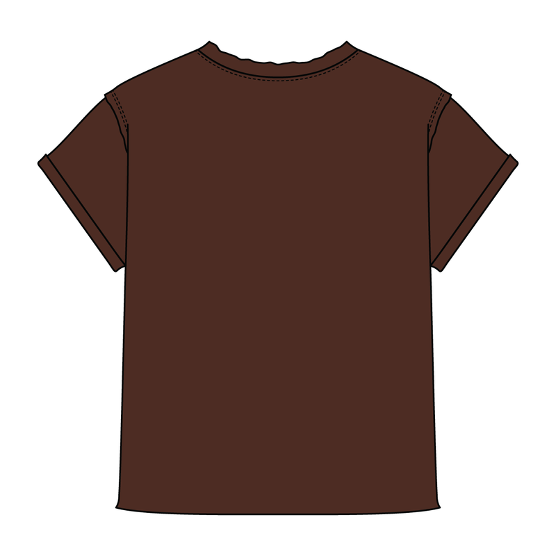 Women’s Full Length Boxy Raw Seamed T-Shirt with Cuffed Sleeves