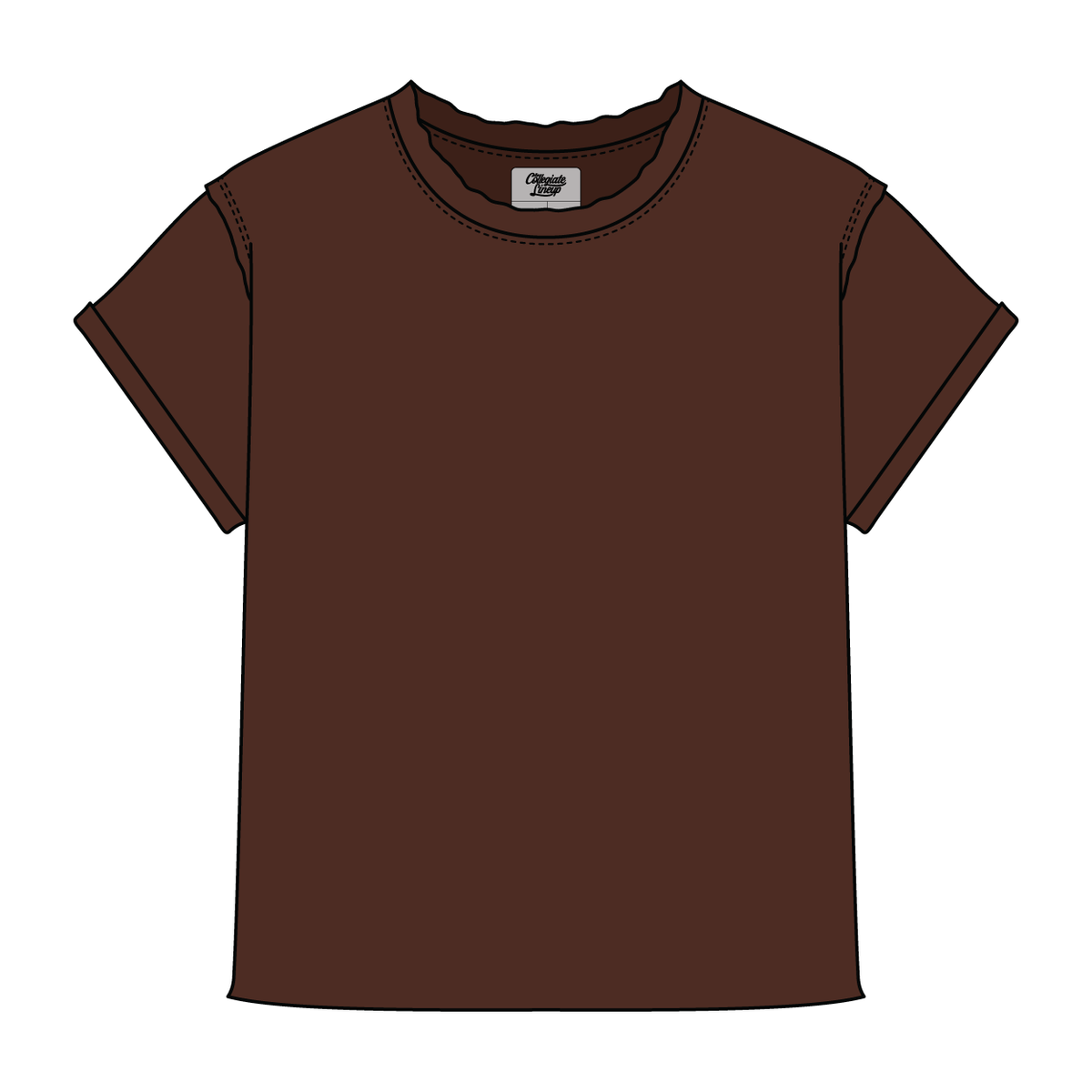 Women’s Full Length Boxy Raw Seamed T-Shirt with Cuffed Sleeves