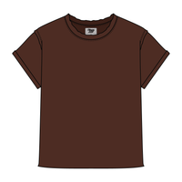 Women’s Full Length Boxy Raw Seamed T-Shirt with Cuffed Sleeves