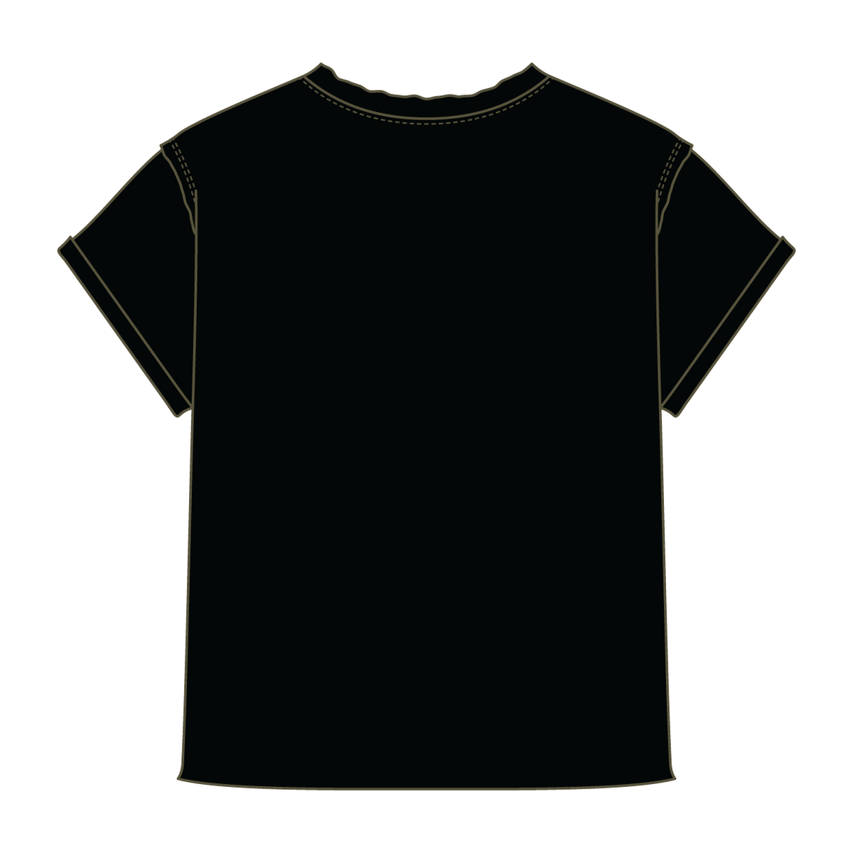 Women’s Full Length Boxy Raw Seamed T-Shirt with Cuffed Sleeves