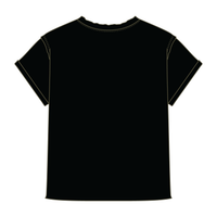 Women’s Full Length Boxy Raw Seamed T-Shirt with Cuffed Sleeves