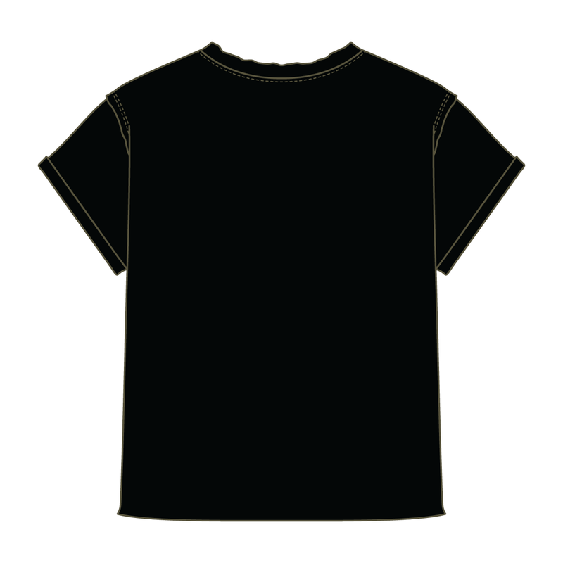 Women’s Full Length Boxy Raw Seamed T-Shirt with Cuffed Sleeves