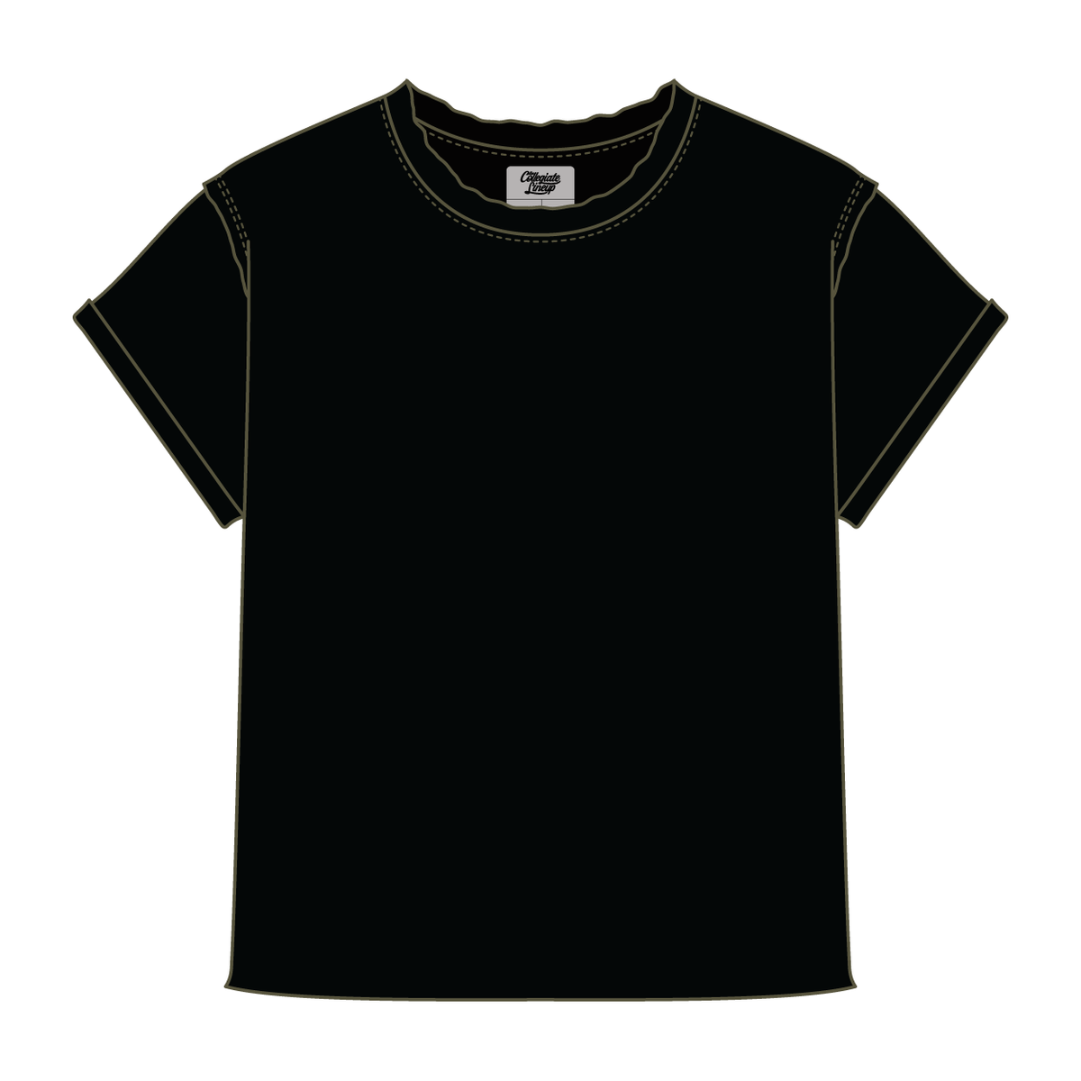 Women’s Full Length Boxy Raw Seamed T-Shirt with Cuffed Sleeves