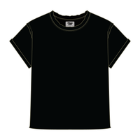 Women’s Full Length Boxy Raw Seamed T-Shirt with Cuffed Sleeves