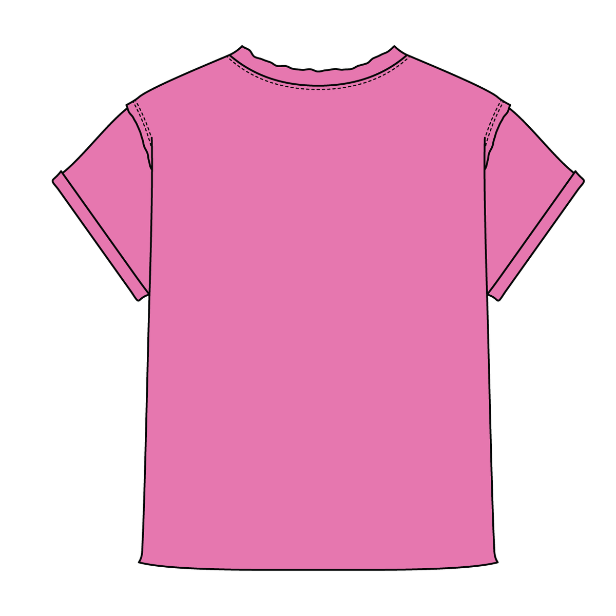 Women’s Full Length Boxy Raw Seamed T-Shirt with Cuffed Sleeves