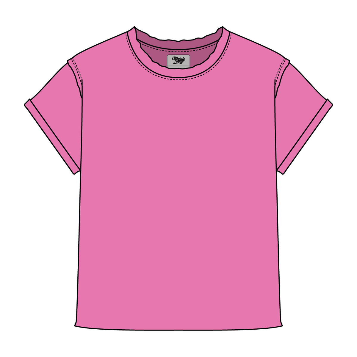 Women’s Full Length Boxy Raw Seamed T-Shirt with Cuffed Sleeves