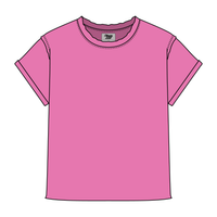 Women’s Full Length Boxy Raw Seamed T-Shirt with Cuffed Sleeves