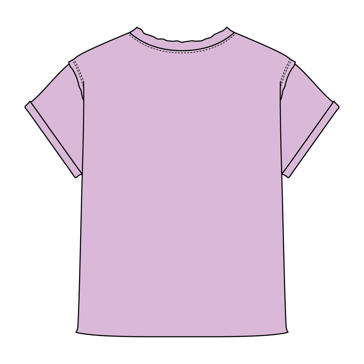 Women’s Full Length Boxy Raw Seamed T-Shirt with Cuffed Sleeves