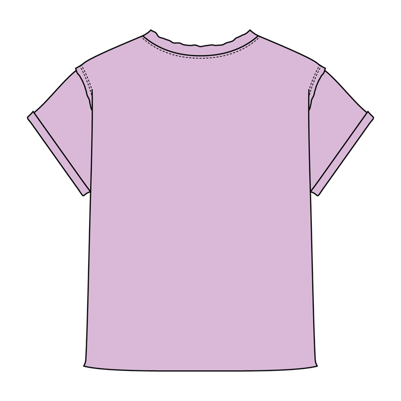 Women’s Full Length Boxy Raw Seamed T-Shirt with Cuffed Sleeves