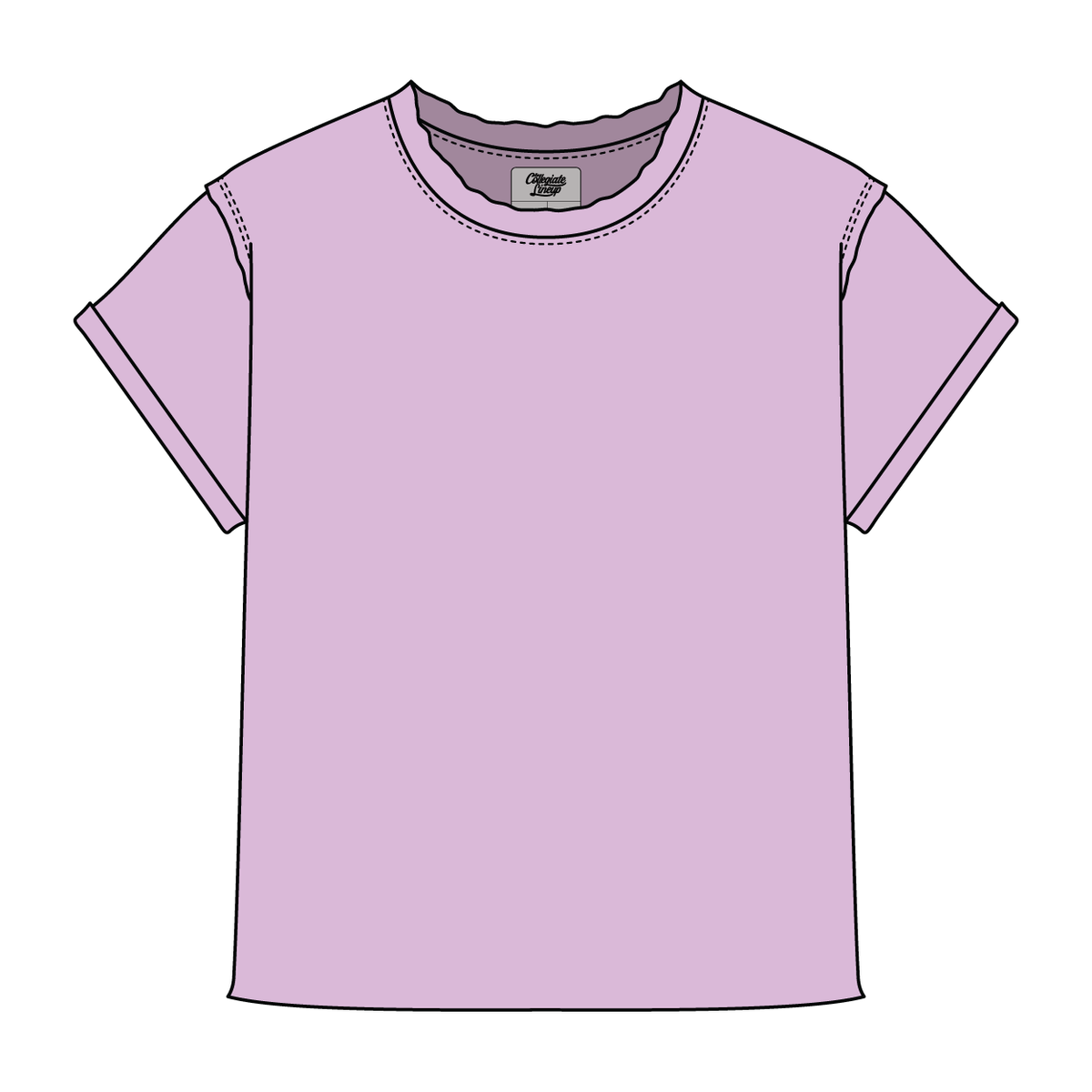 Women’s Full Length Boxy Raw Seamed T-Shirt with Cuffed Sleeves