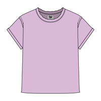 Women’s Full Length Boxy Raw Seamed T-Shirt with Cuffed Sleeves
