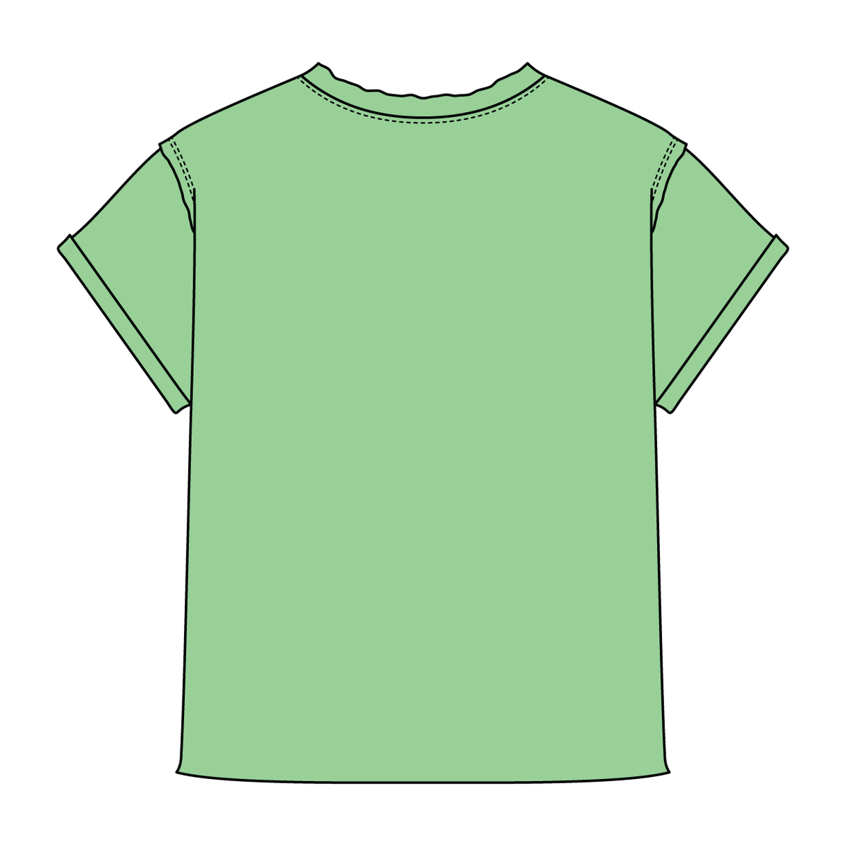 Women’s Full Length Boxy Raw Seamed T-Shirt with Cuffed Sleeves