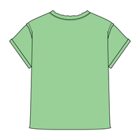 Women’s Full Length Boxy Raw Seamed T-Shirt with Cuffed Sleeves