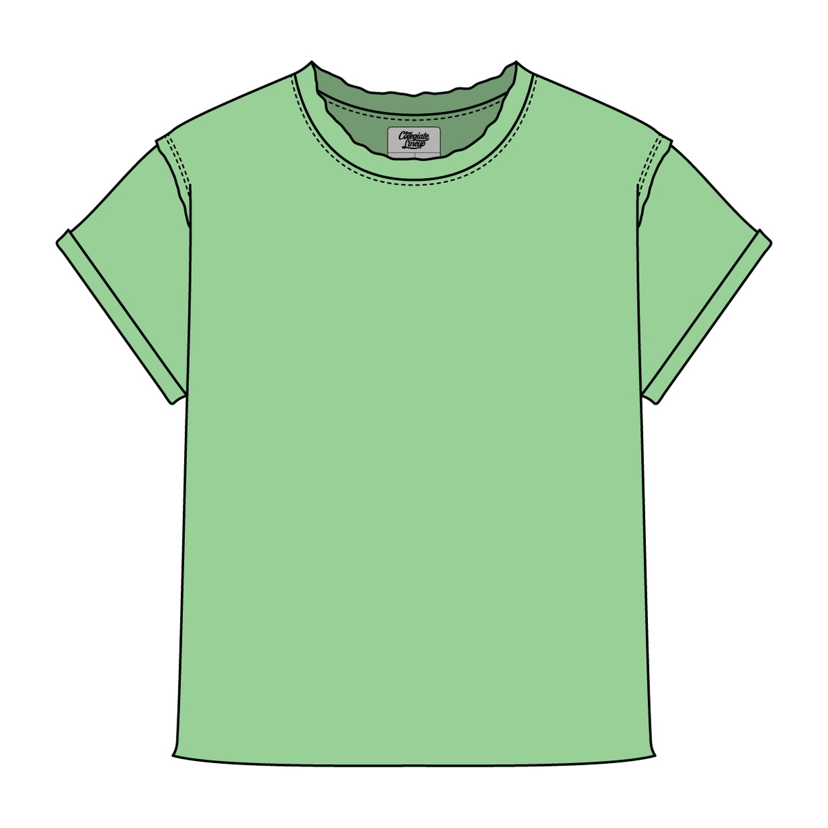 Women’s Full Length Boxy Raw Seamed T-Shirt with Cuffed Sleeves
