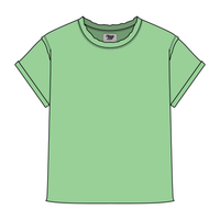 Women’s Full Length Boxy Raw Seamed T-Shirt with Cuffed Sleeves