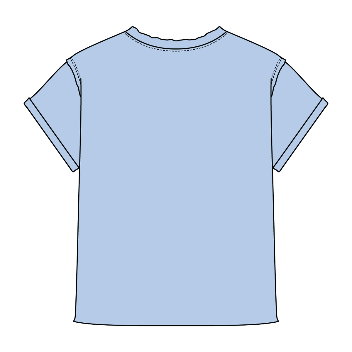Women’s Full Length Boxy Raw Seamed T-Shirt with Cuffed Sleeves