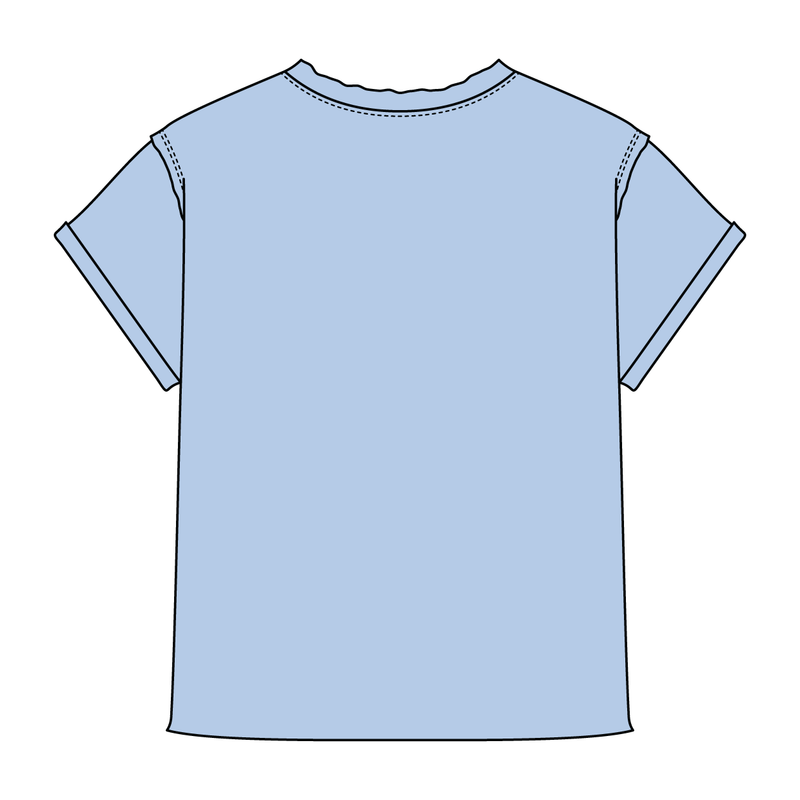Women’s Full Length Boxy Raw Seamed T-Shirt with Cuffed Sleeves