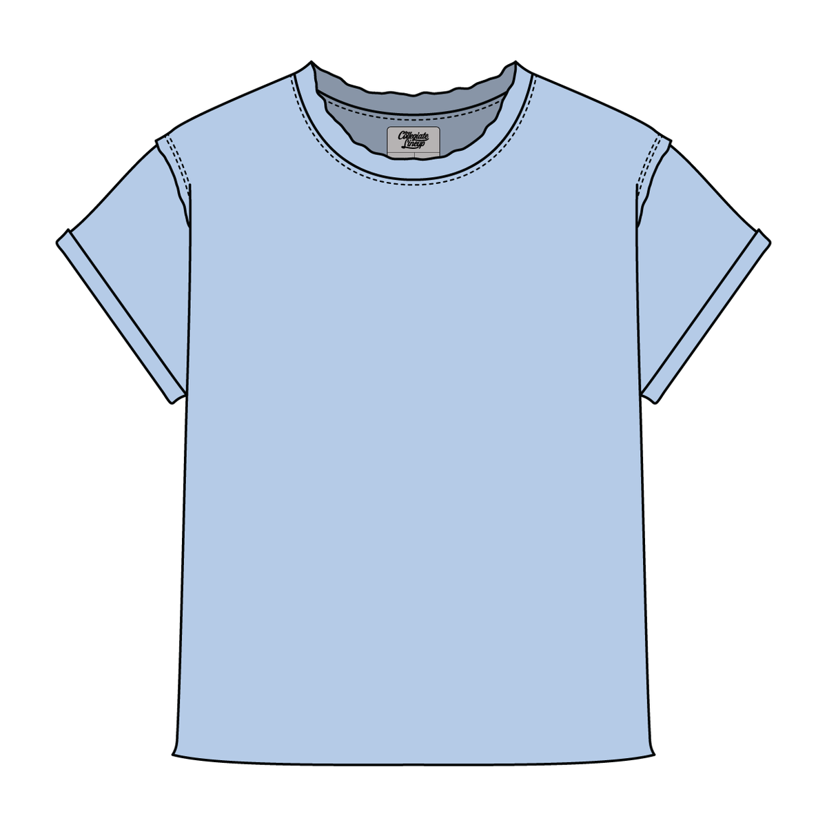 Women’s Full Length Boxy Raw Seamed T-Shirt with Cuffed Sleeves