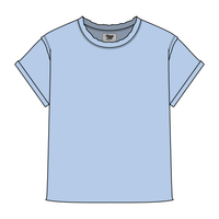 Women’s Full Length Boxy Raw Seamed T-Shirt with Cuffed Sleeves