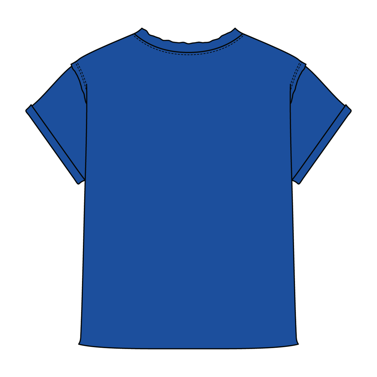 Women’s Full Length Boxy Raw Seamed T-Shirt with Cuffed Sleeves
