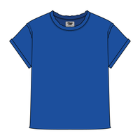 Women’s Full Length Boxy Raw Seamed T-Shirt with Cuffed Sleeves