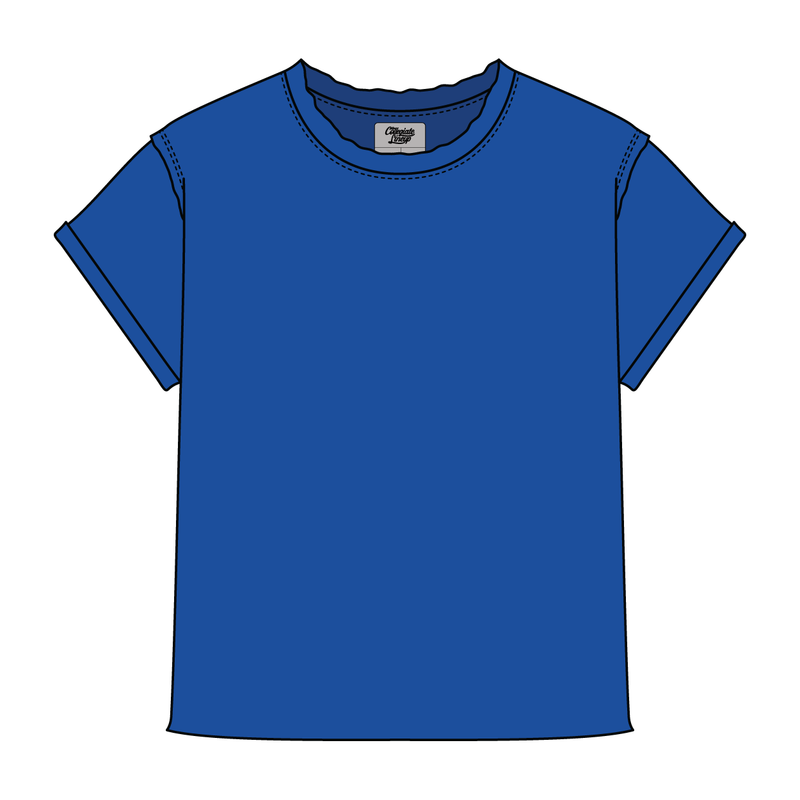 Women’s Full Length Boxy Raw Seamed T-Shirt with Cuffed Sleeves