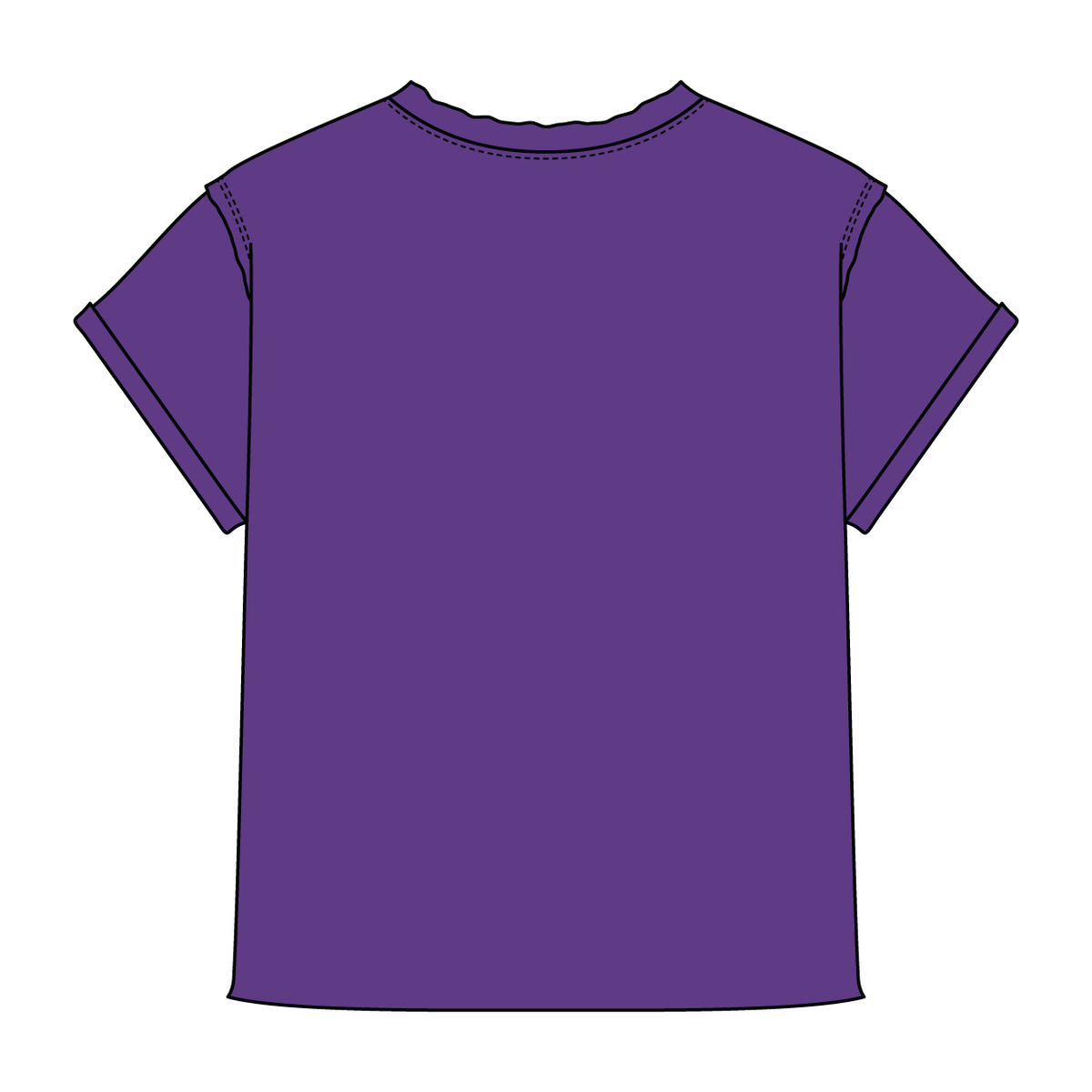Women’s Full Length Boxy Raw Seamed T-Shirt with Cuffed Sleeves