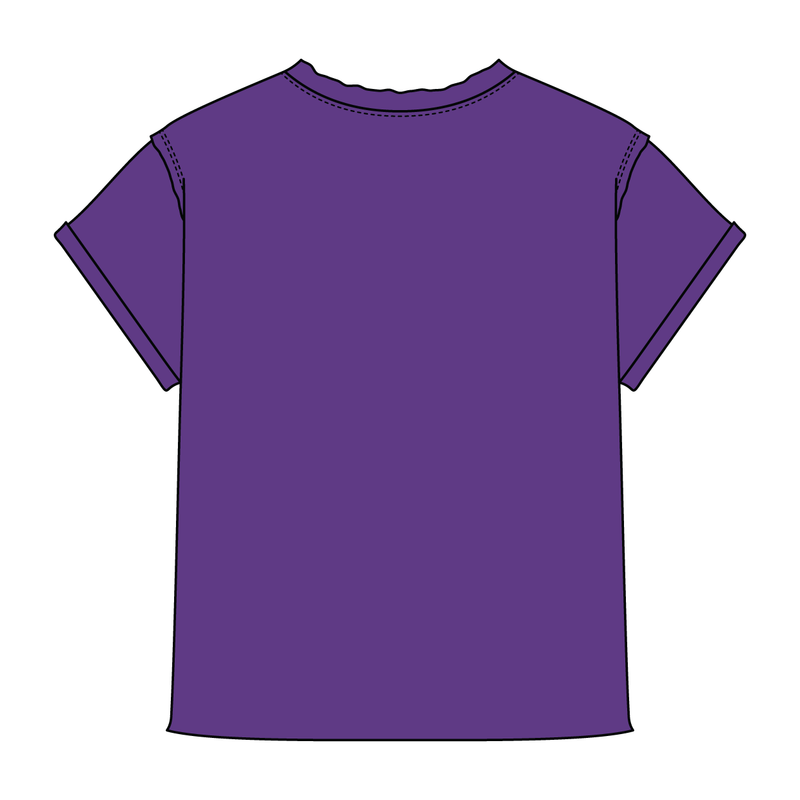 Women’s Full Length Boxy Raw Seamed T-Shirt with Cuffed Sleeves