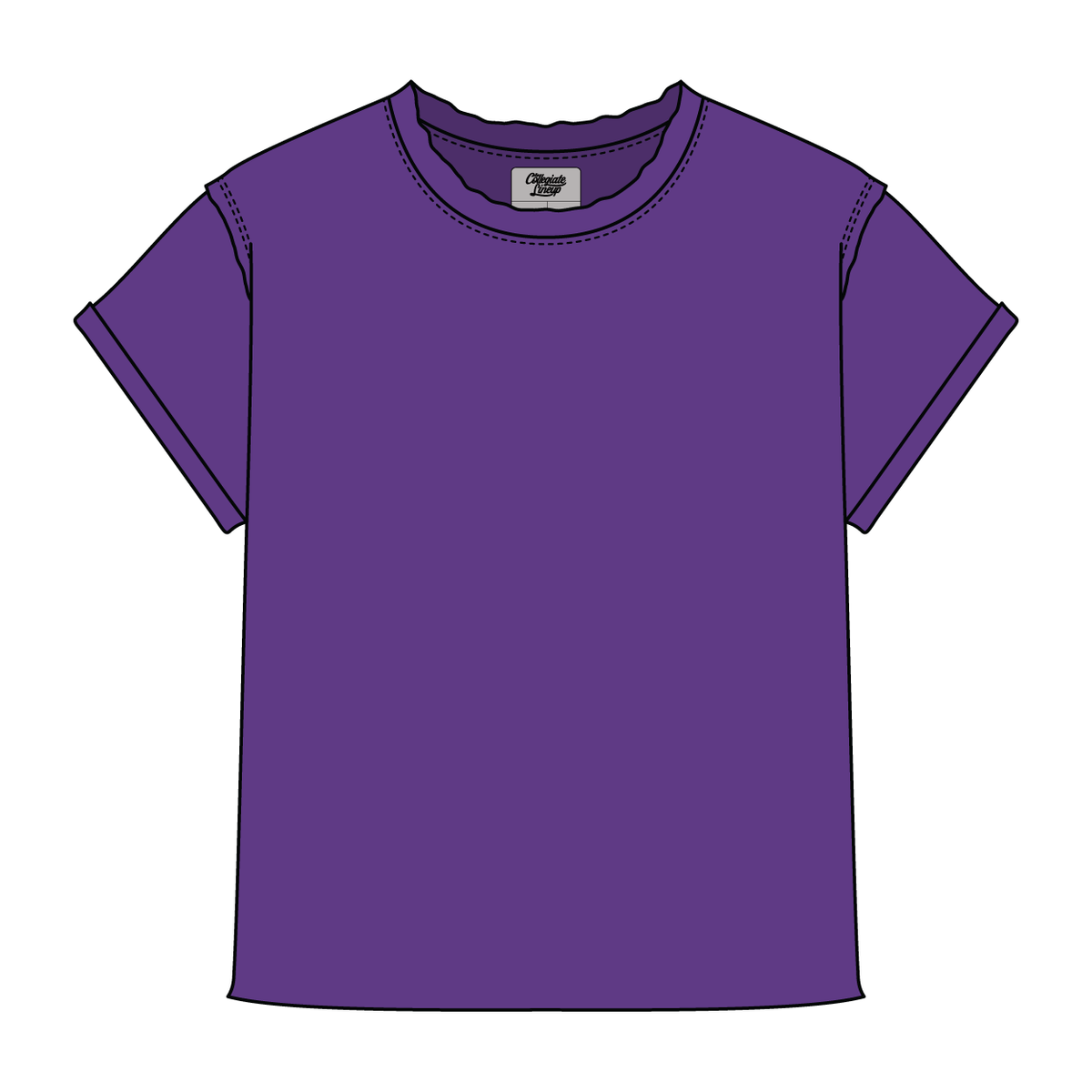 Women’s Full Length Boxy Raw Seamed T-Shirt with Cuffed Sleeves