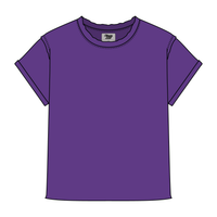 Women’s Full Length Boxy Raw Seamed T-Shirt with Cuffed Sleeves
