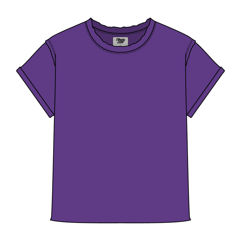 Women’s Full Length Boxy Raw Seamed T-Shirt with Cuffed Sleeves