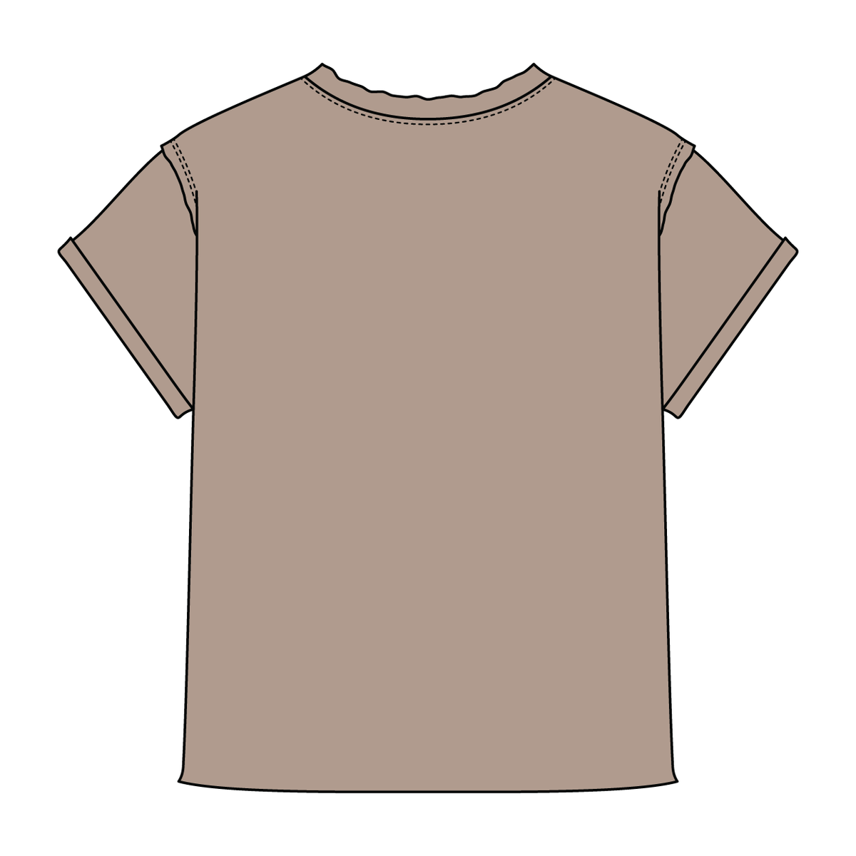 Women’s Full Length Boxy Raw Seamed T-Shirt with Cuffed Sleeves
