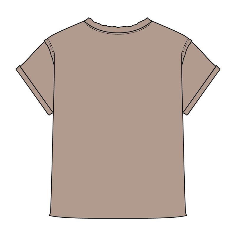 Women’s Full Length Boxy Raw Seamed T-Shirt with Cuffed Sleeves