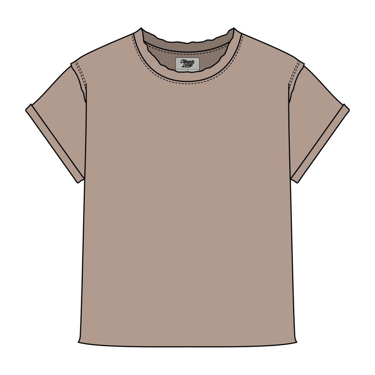 Women’s Full Length Boxy Raw Seamed T-Shirt with Cuffed Sleeves