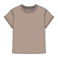 Women’s Full Length Boxy Raw Seamed T-Shirt with Cuffed Sleeves