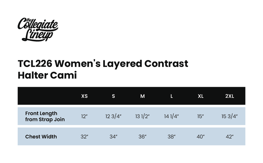 Size chart for Layered Tank Top