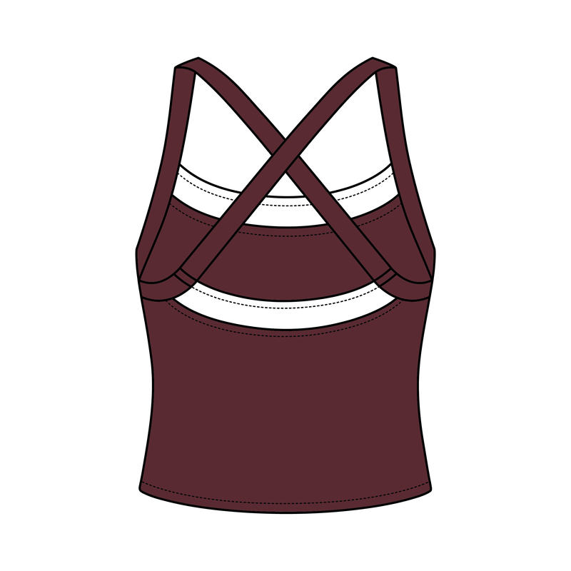 Women’s Cross Back Contrast Active Tank With Contrast Neckline