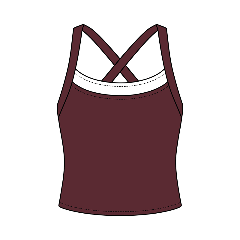 Women’s Cross Back Contrast Active Tank With Contrast Neckline