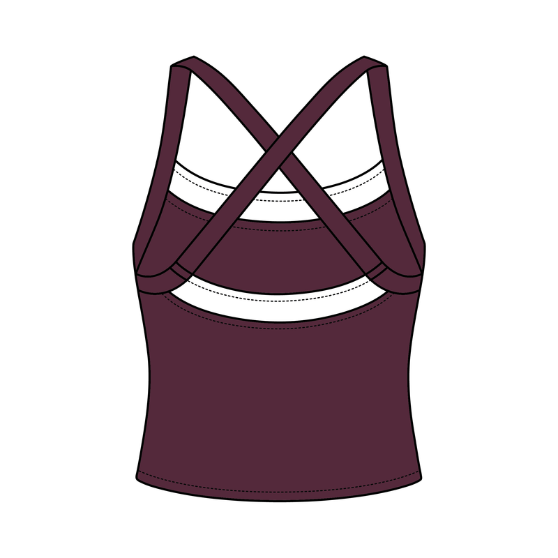 Women’s Cross Back Contrast Active Tank With Contrast Neckline