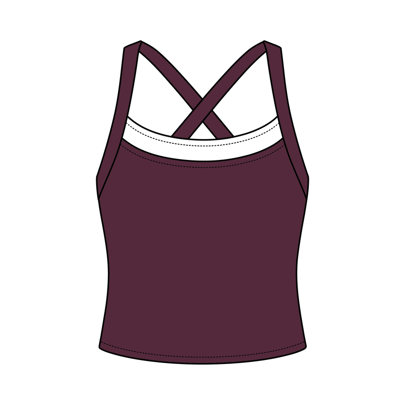 Women’s Cross Back Contrast Active Tank With Contrast Neckline